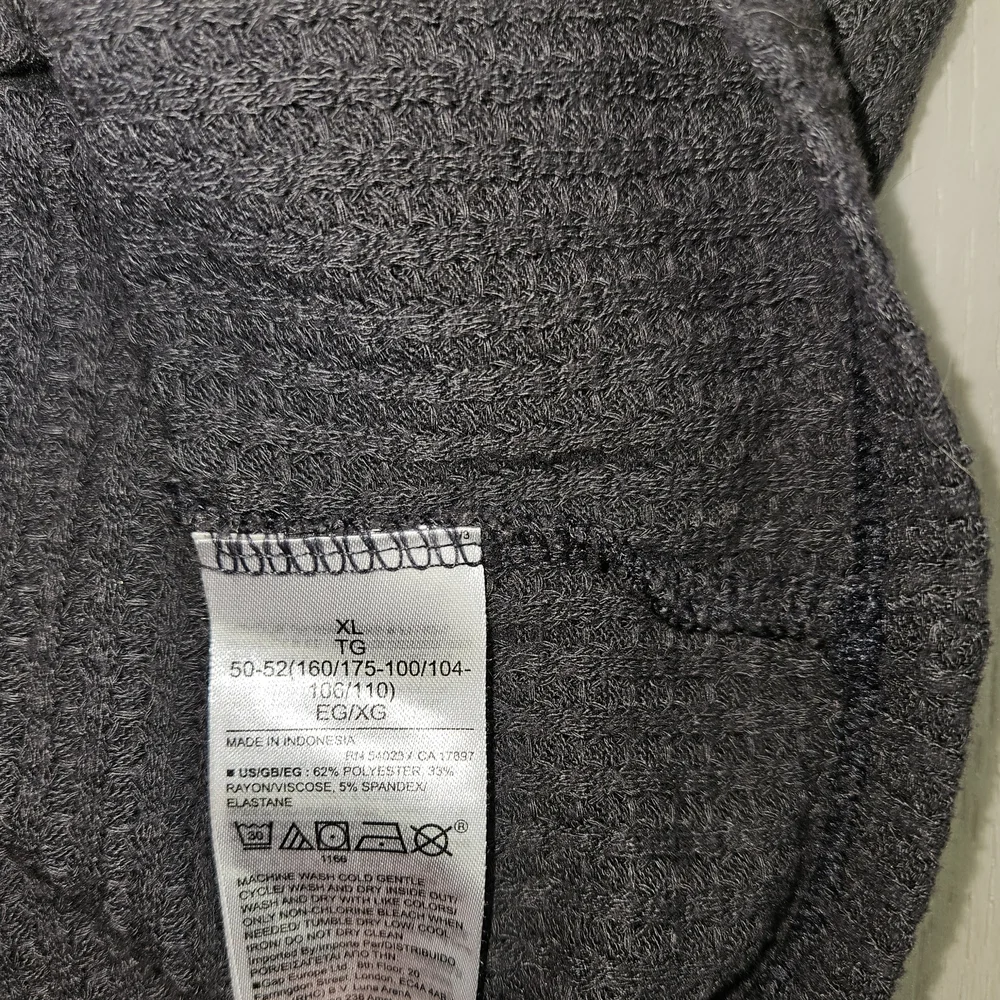 GAP Waffle Knit V-Neck Top WomenXL Charcoal Grey Thermal Long Sleeve Soft Lounge - Picture 6 of 8